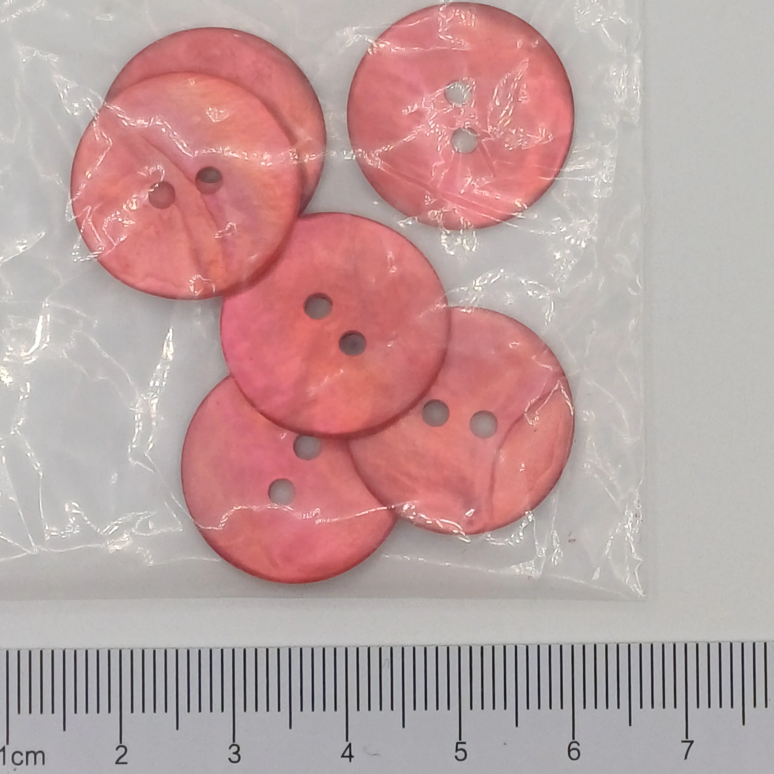 6 boutons nacre rouge