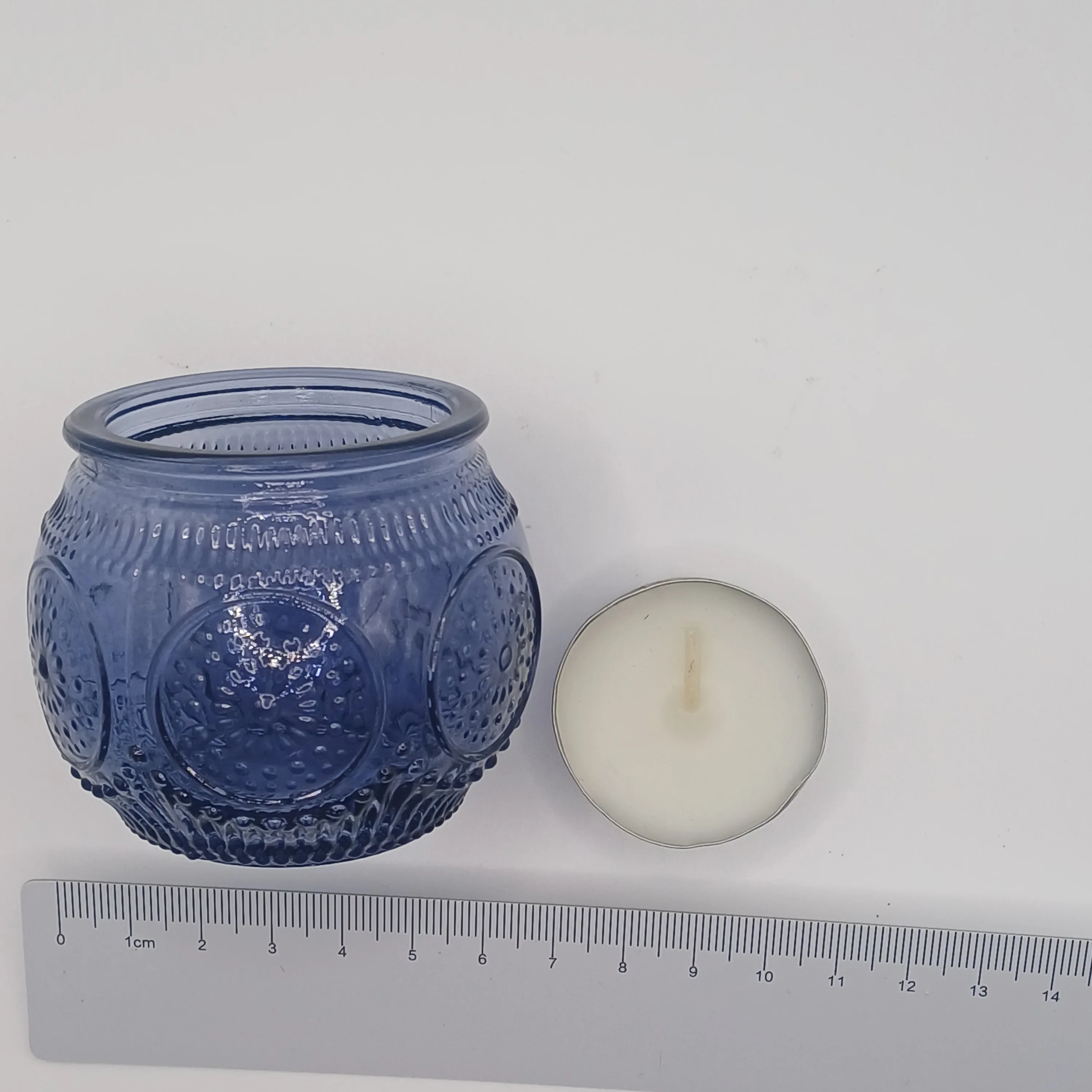 Photophore en verre bleu