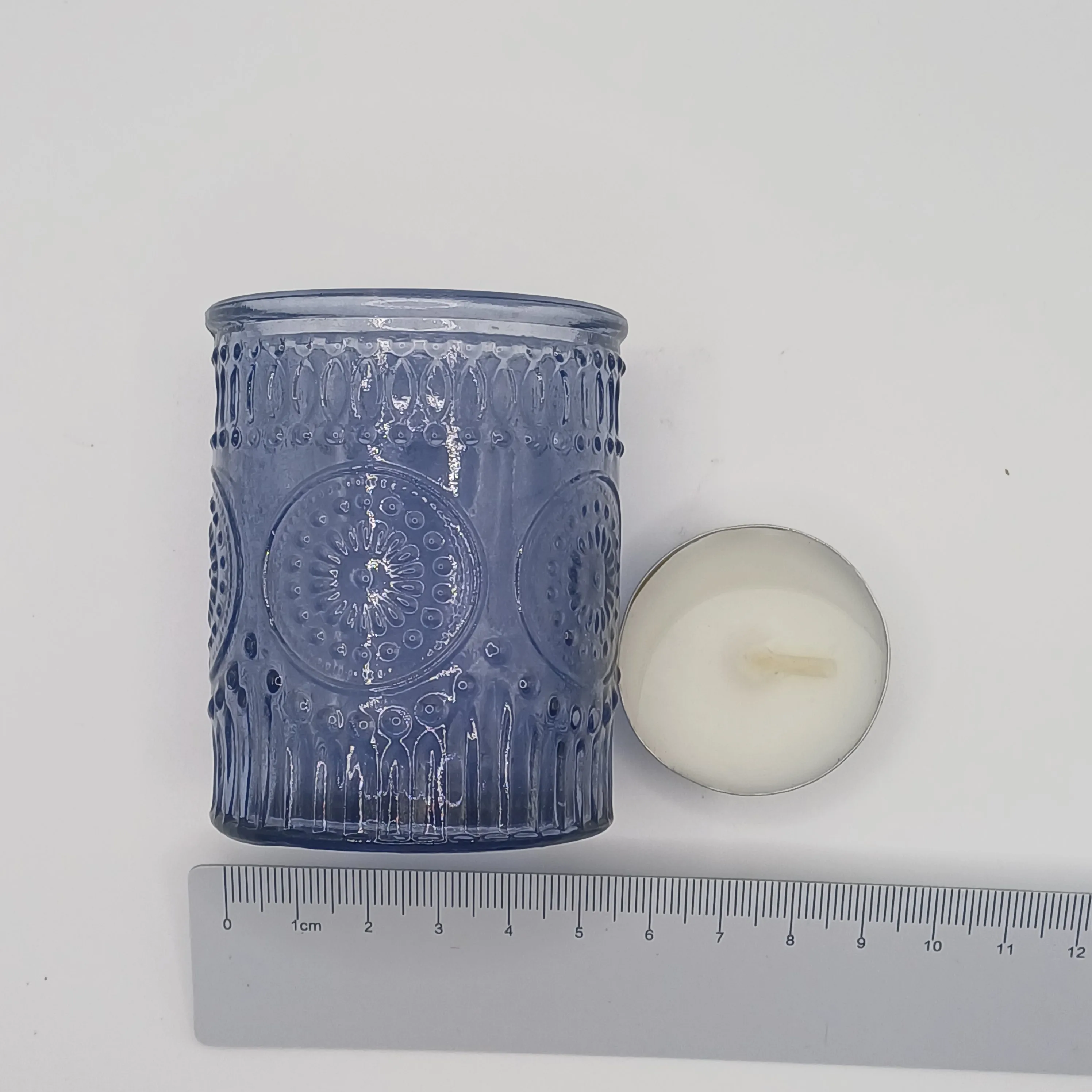 Photophore en verre bleu