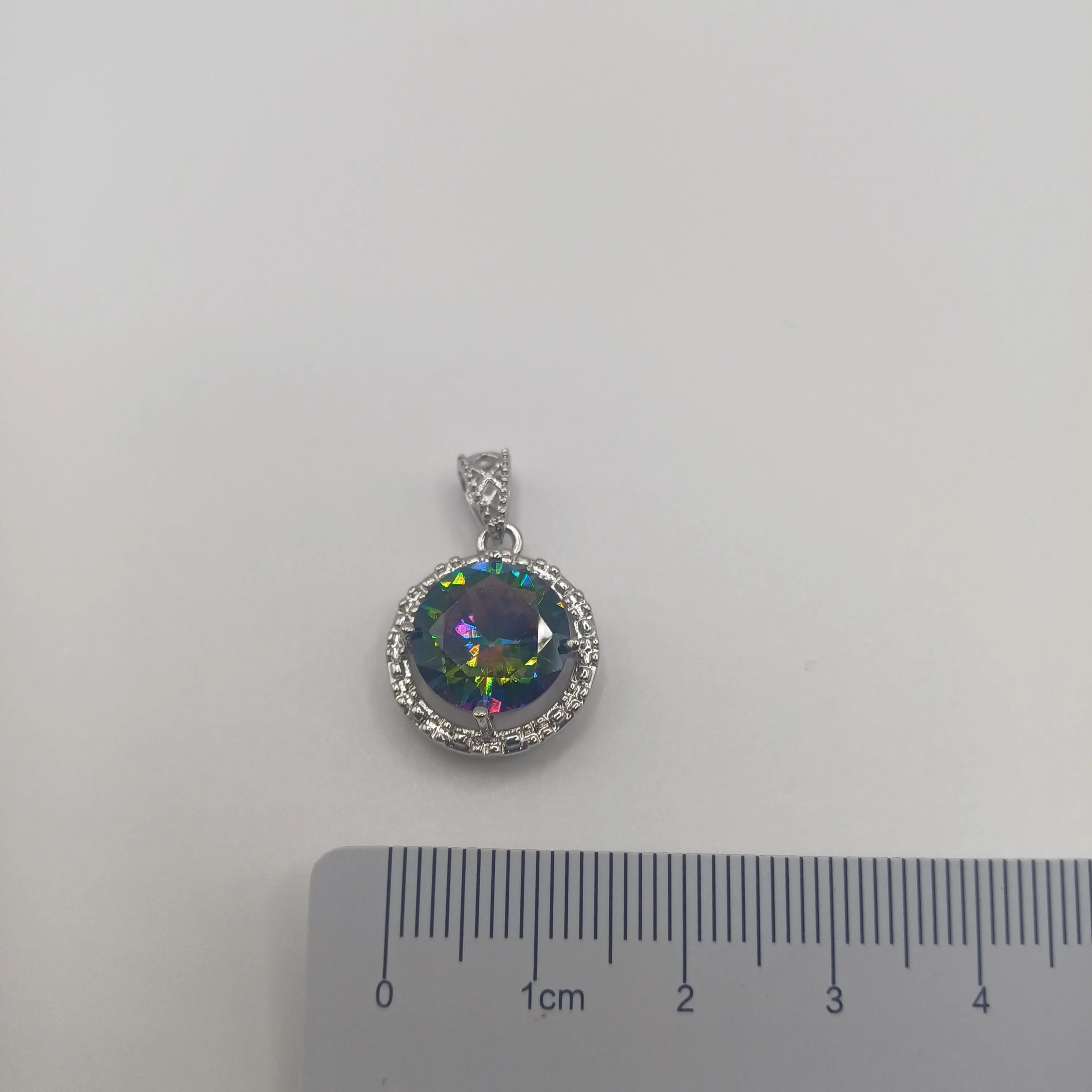 Pendentif fantaisie violet/vert rond