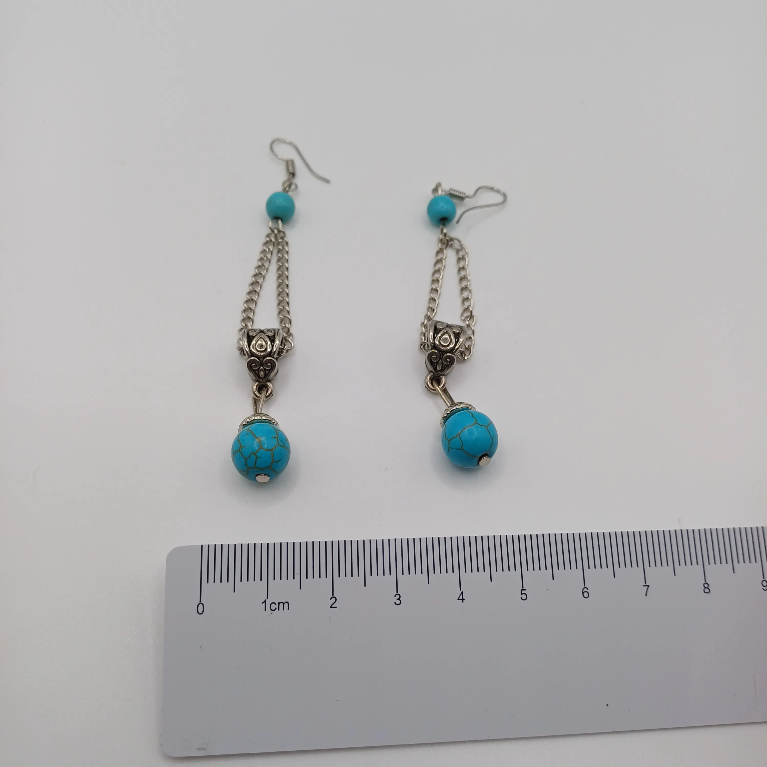 Boucle d'oreilles fantaisie perle turquoise