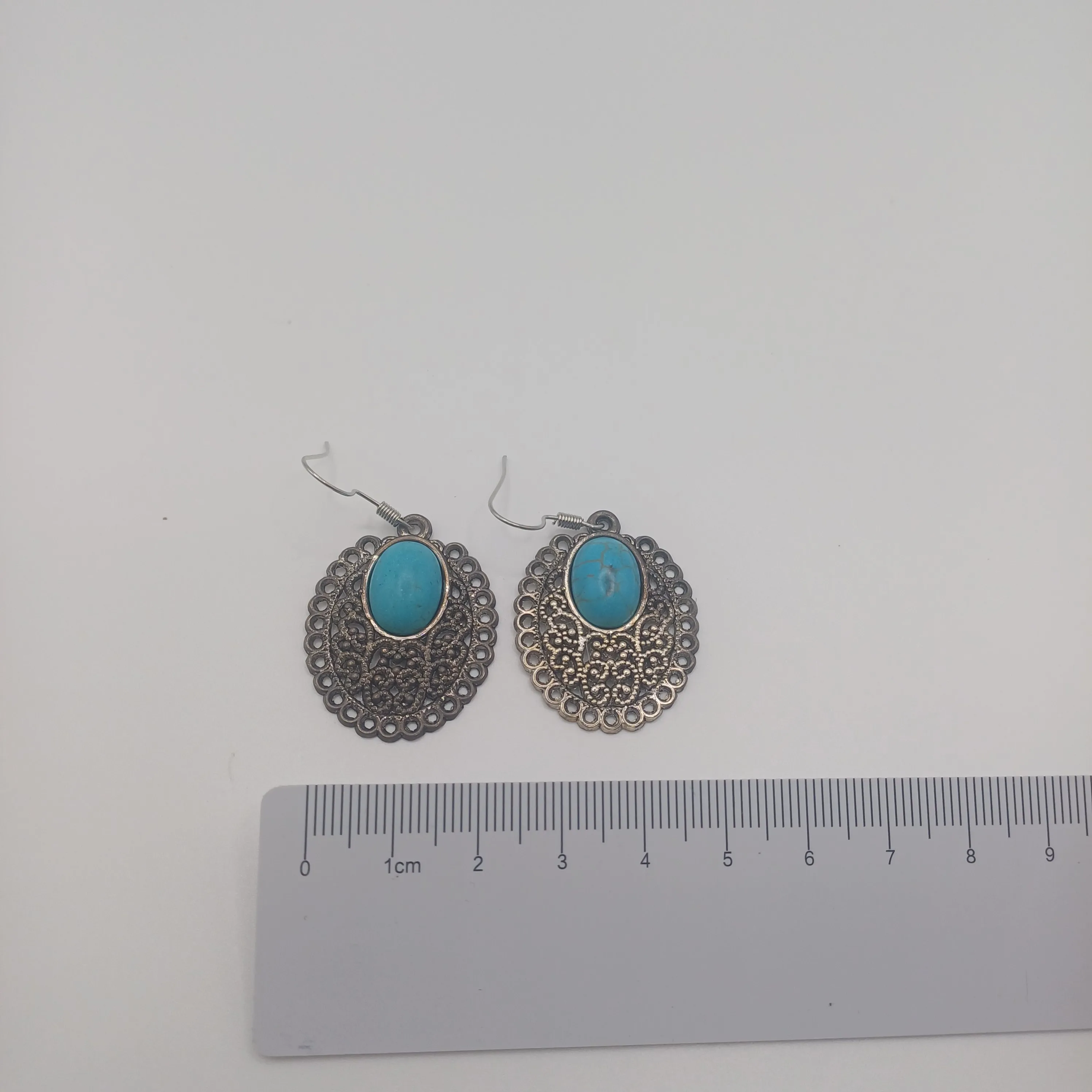 Boucle d'oreilles fantaisie ovale turquoise