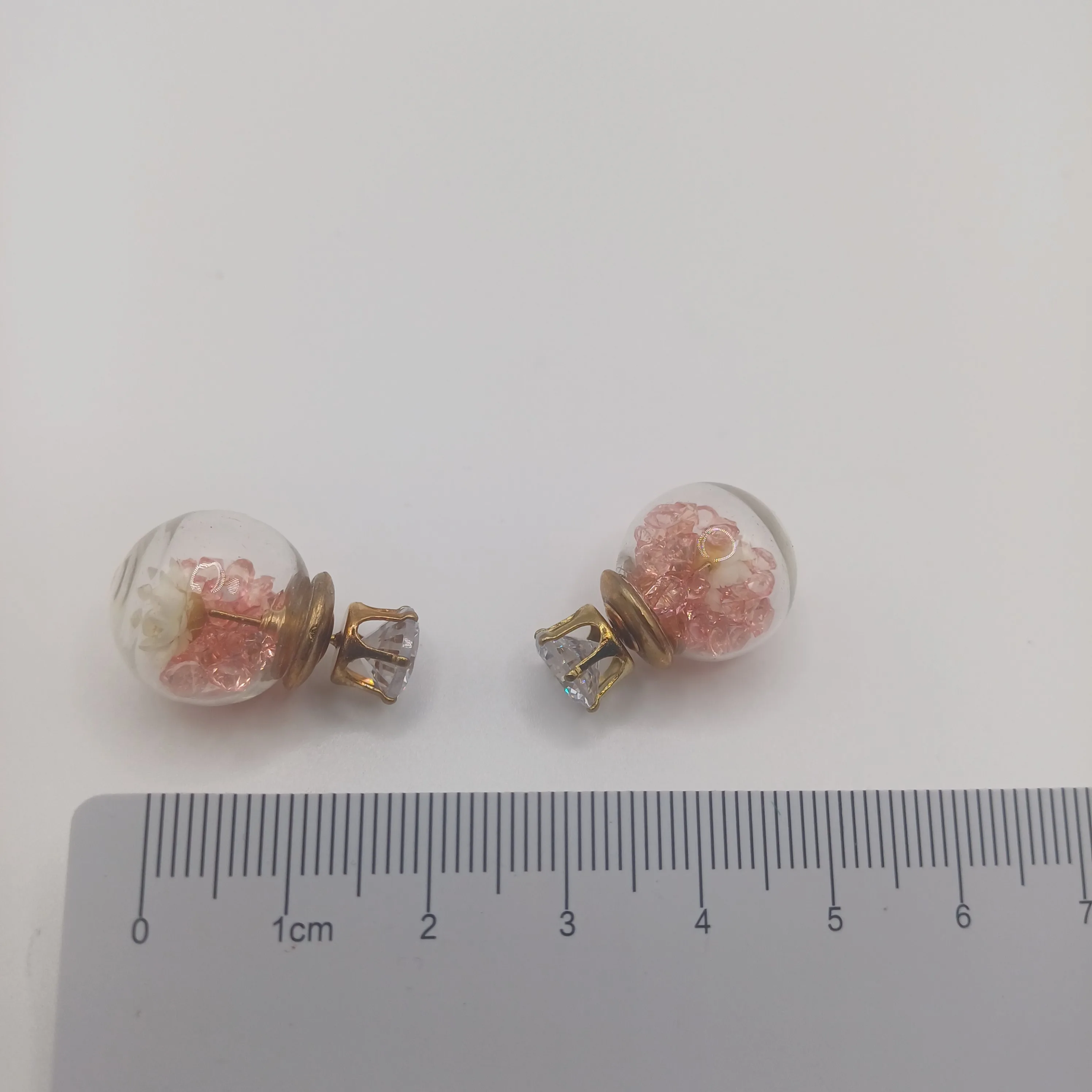 Boucle d'oreilles fantaisie fleurs - rose clair