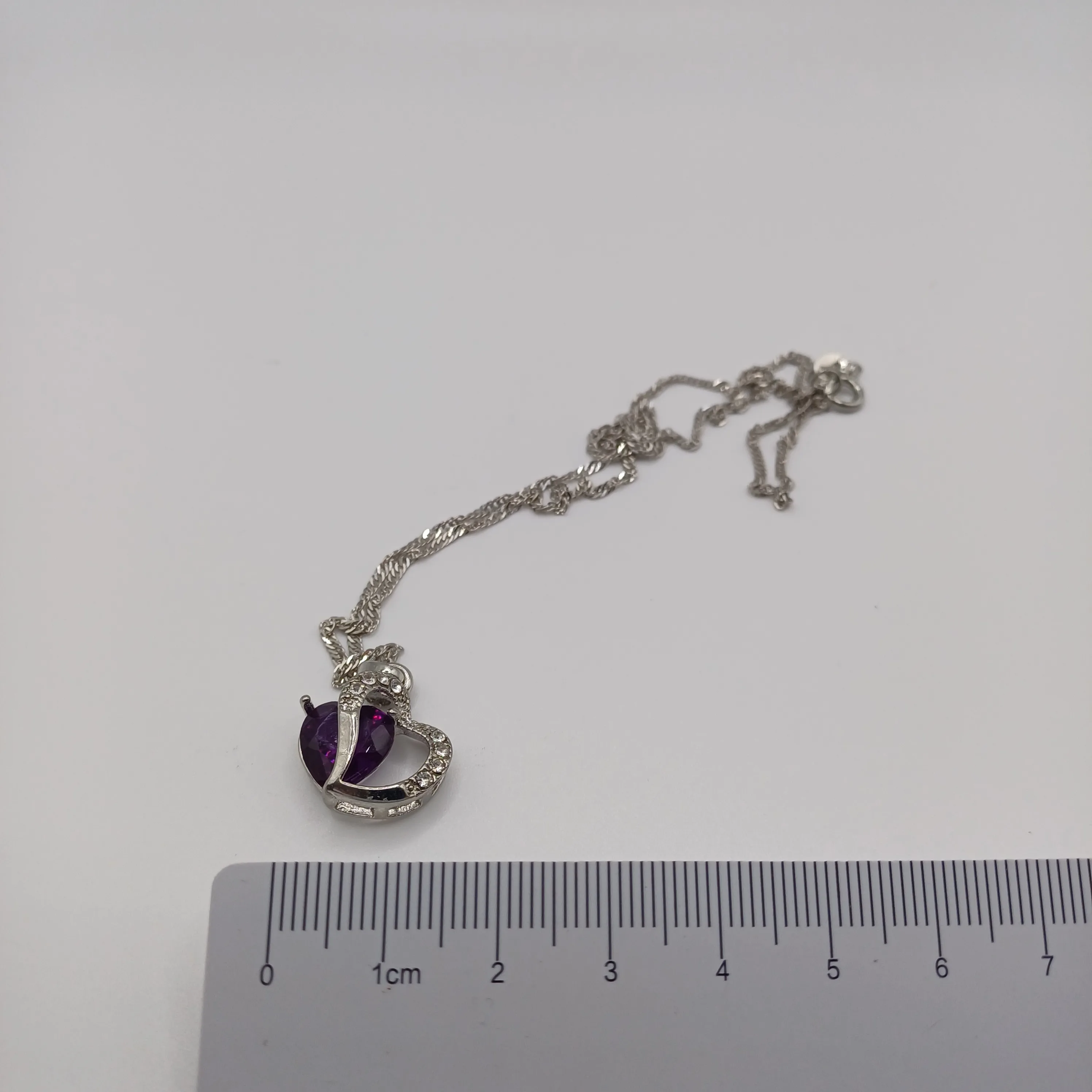 Pendentif fantaisie coeur argent/violet