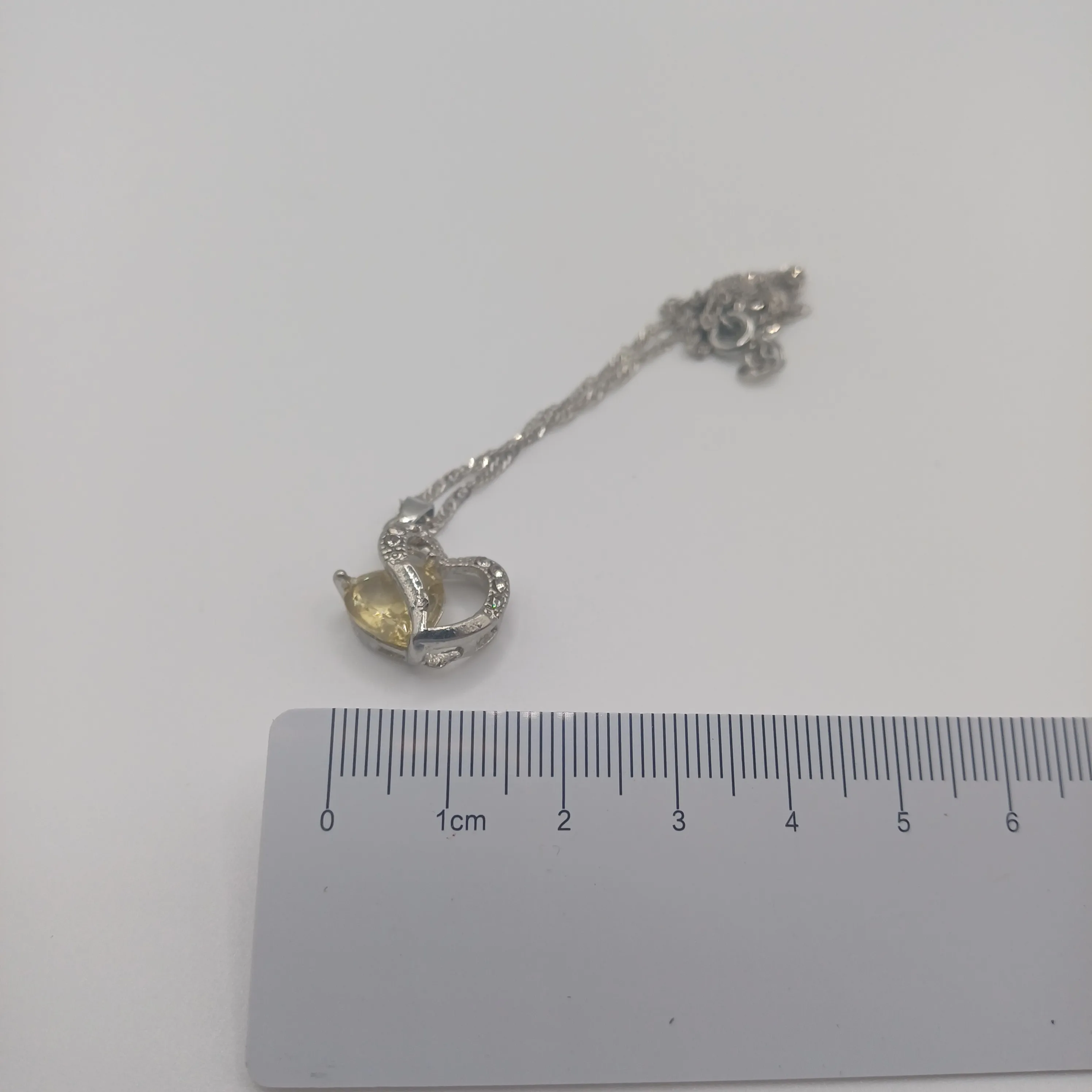 Pendentif fantaisie coeur argent/jaune
