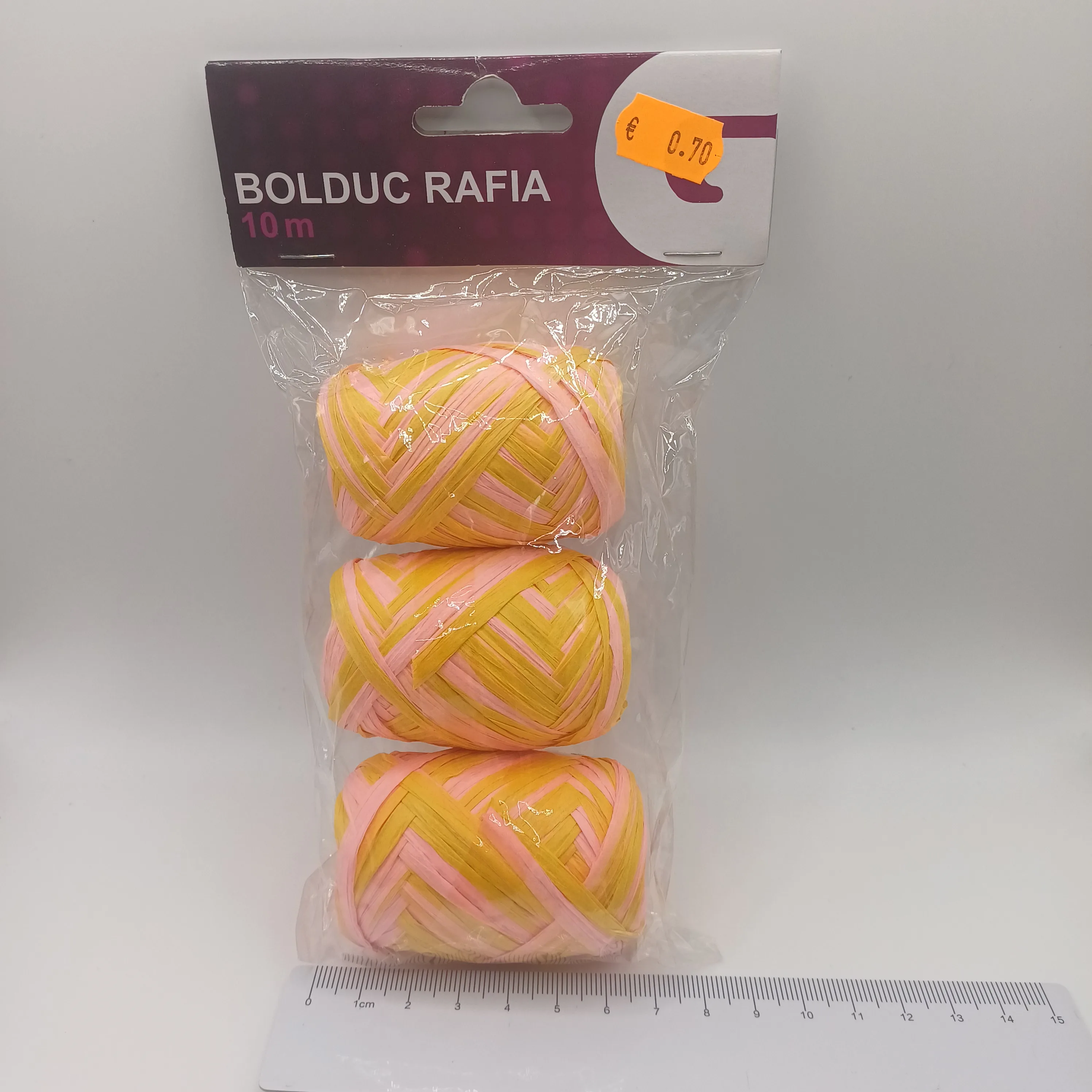 Bolduc rafia jaune et rose
