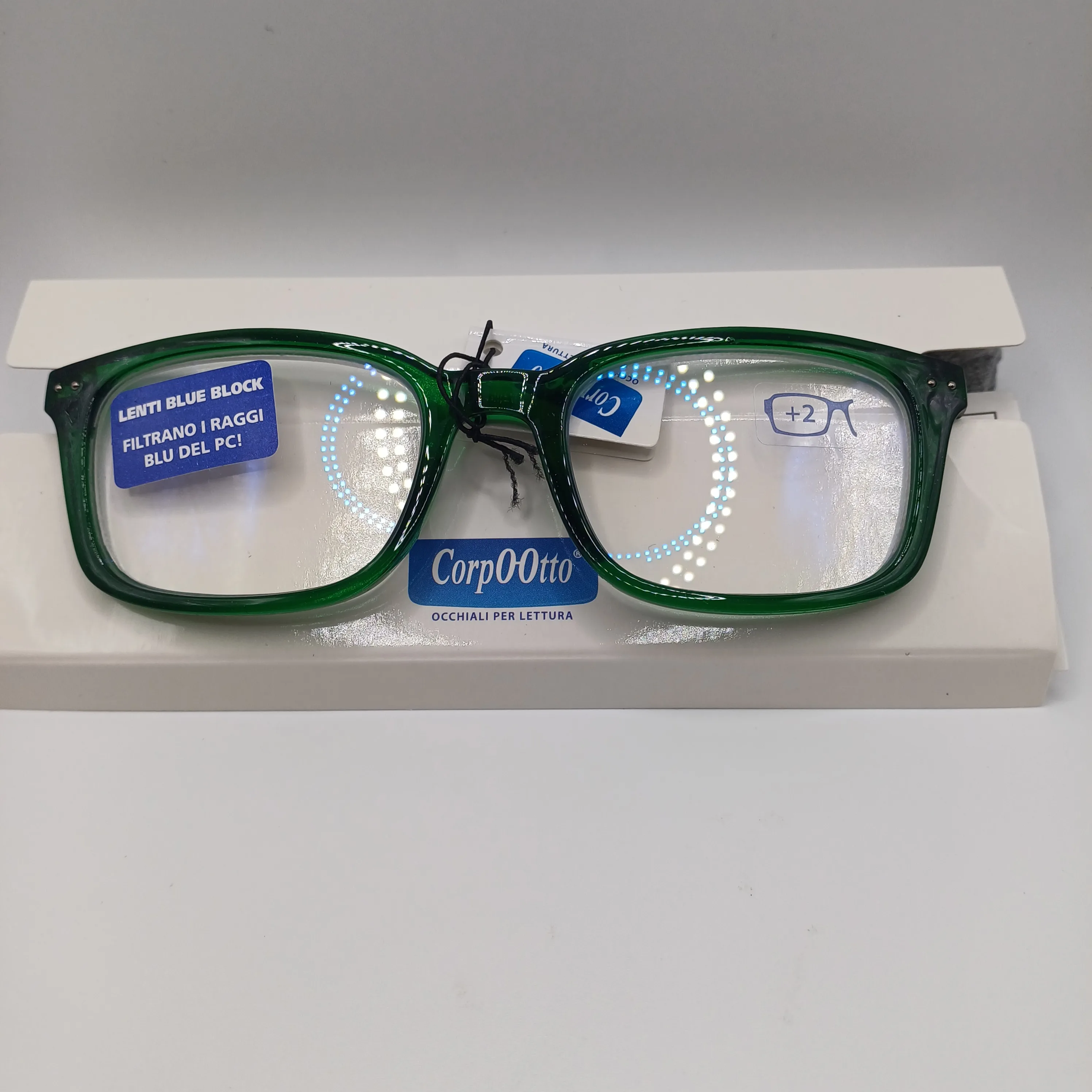 Lunette de lecteur verte +2